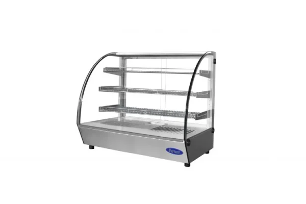 Countertop Heated Display Case - Curved, 4.4 Cu Ft w/ 3 SS Shelves w/ 2 Rear Sliding Glass Doors - Image 4