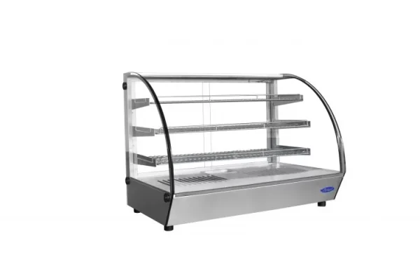 Countertop Heated Display Case - Curved, 5.6 Cu Ft w/ 3 SS Shelves w/ 2 Rear Sliding Glass Doors - Image 2