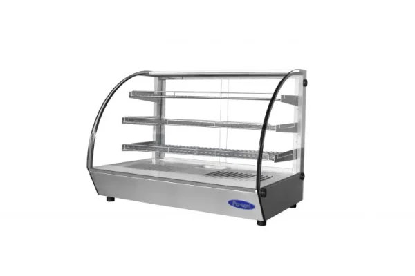 Countertop Heated Display Case - Curved, 5.6 Cu Ft w/ 3 SS Shelves w/ 2 Rear Sliding Glass Doors - Image 3