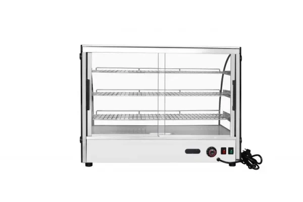 Countertop Heated Display Case - Curved, 5.6 Cu Ft w/ 3 SS Shelves w/ 2 Rear Sliding Glass Doors - Image 4