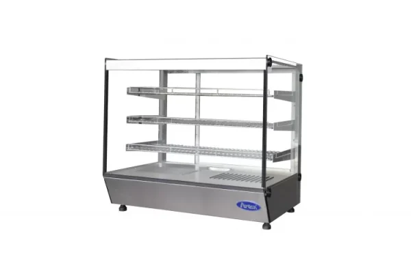 Countertop Heated Display Case - Square, 5.3 Cu Ft w/ 3 SS Shelves w/ 2 Rear Sliding Glass Doors - Image 3