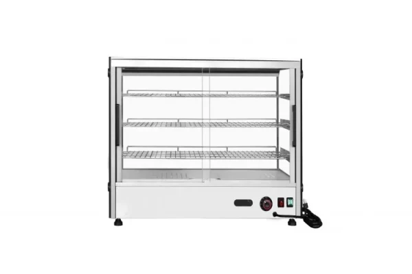 Countertop Heated Display Case - Square, 5.3 Cu Ft w/ 3 SS Shelves w/ 2 Rear Sliding Glass Doors - Image 4